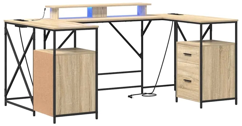 Asztal fiókkal sonoma tölgy 182 x 101 x 87.5 cm Faanyag