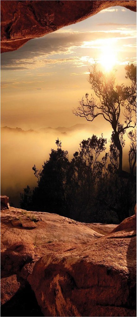 Flizelin fotótapéta Kőbarlang kilátás az égre és a hajnalra 91x211 +ragasztó