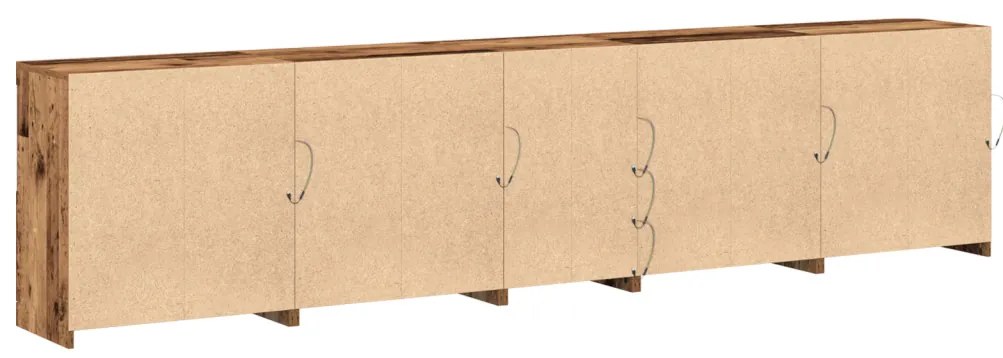 LED világítással rendelkező oldalboard Régi fa 283x37x67 cm Mérnöki fa