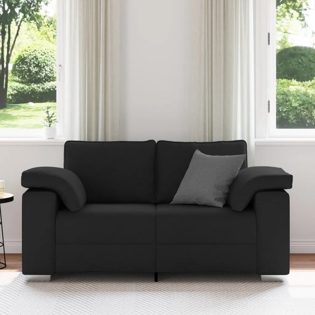 Kétfős kanapé - Fekete - 120 cm - Szövet