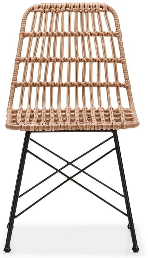 4 db rattan étkezőszék Gabriela és fekete asztal Strong - Bonami Essentials