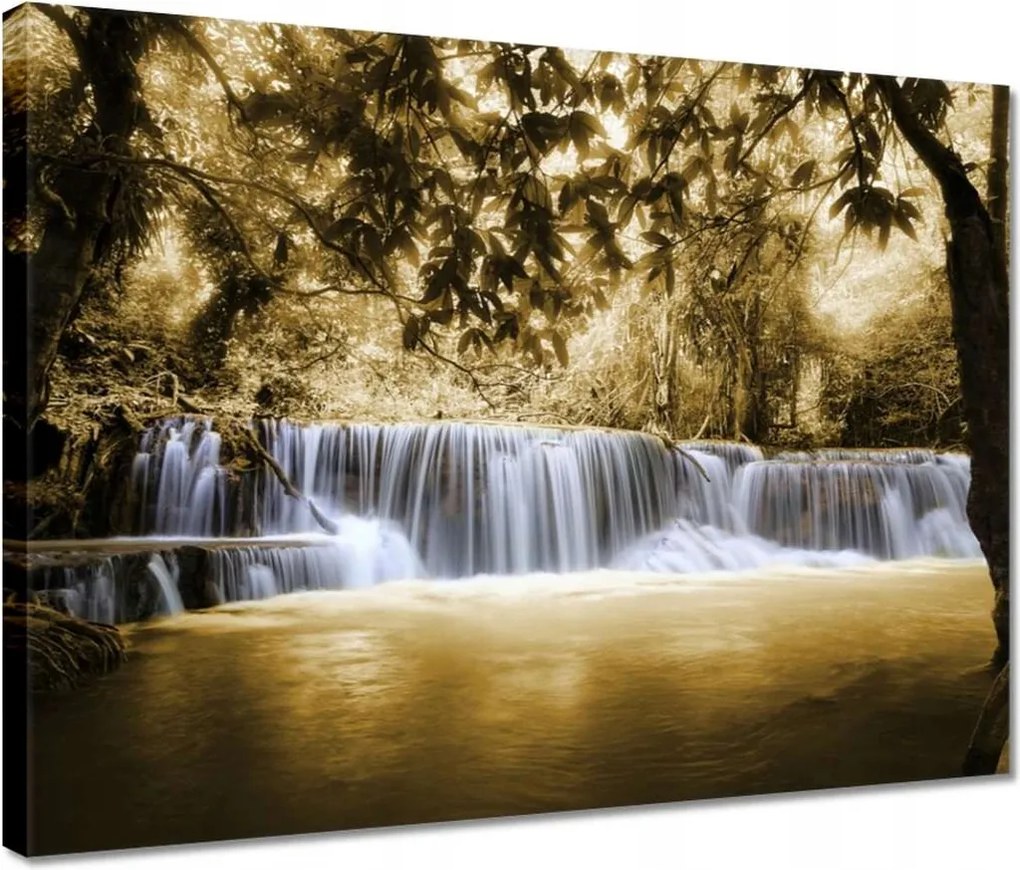 Vászonkép 40x30 Vízesés szépia színben