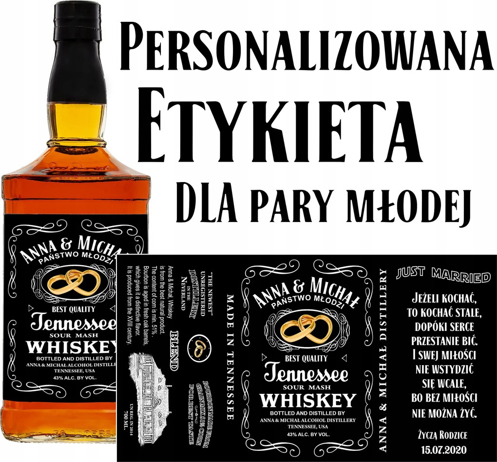 Címke Matrica Whisky Pár Fiatal Ajándék Esküvő Személyre Szabott