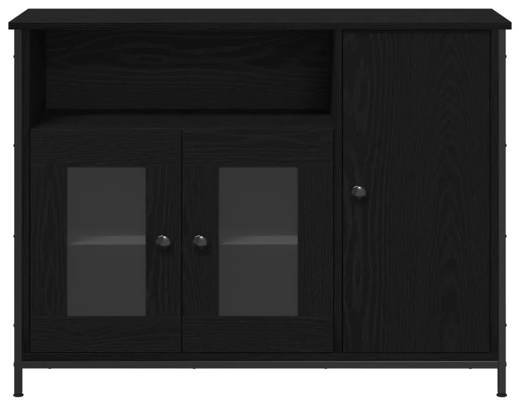 Fekete tölgy oldalas tároló 100x35x75 cm Műgyanta