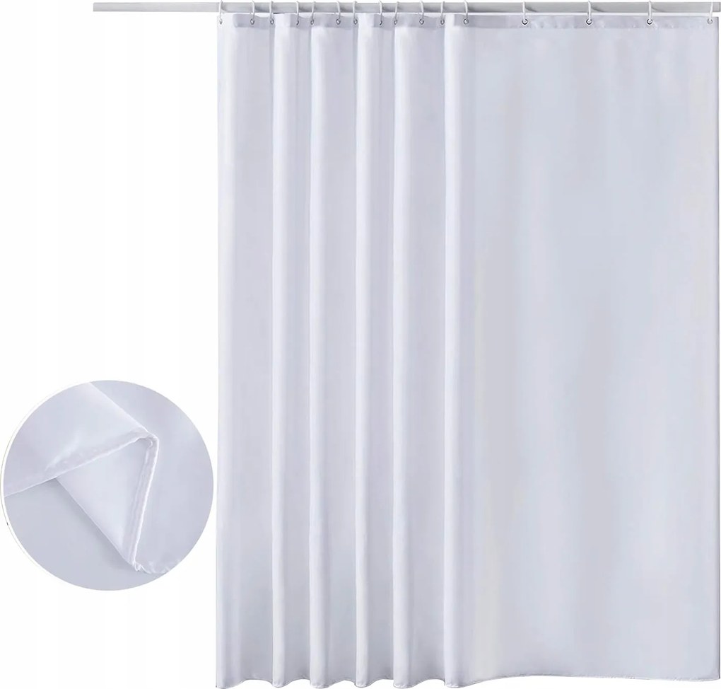 Vízálló, Penészálló Zuhanyfüggöny 200 X 240 CM Fehér Praktikus