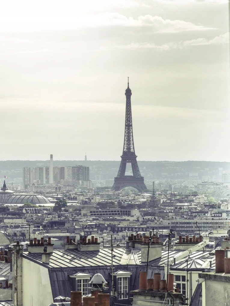 Poszter 30x40cm Az Eiffel-torony a Montmartre 2 lakás ablakán keresztül látható,