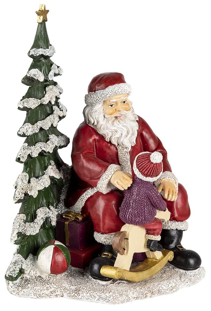Mikulás gyermekkel karácsonyfával vintage karácsonyi dekoráció