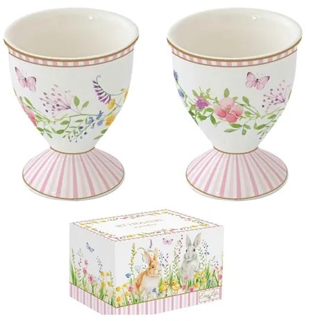 Húsvéti porcelán tojástartó 6,5 cm 2 db-os Happy Easter
