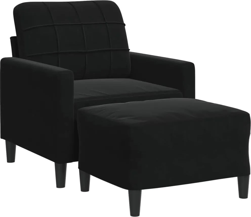 vidaXL fekete bársony kanapéfotel lábtartóval 60 cm