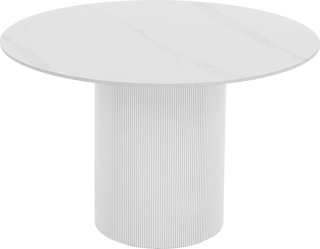Étkezőasztal, fehér márvány/MDF, átmérő 120 cm, MAHIR TYP 1