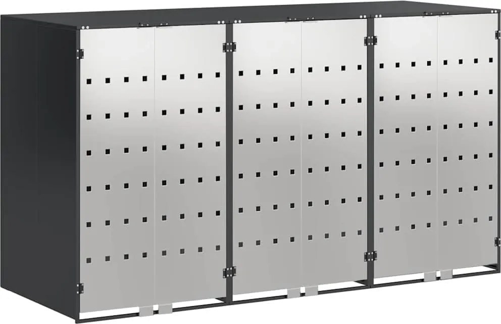 vidaXL Gurulós kuka tároló 3 kukához Antracit 340 x 77.5 x 115.5 cm