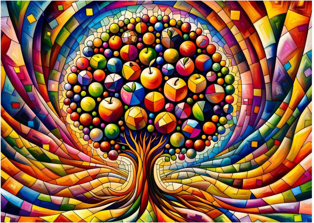 Kép – Színes fa almákkal (70x50 cm)