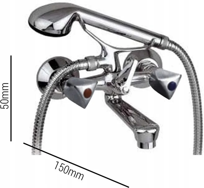 Kádtöltő Csaptelep Kétkaros Tekerőgombos Zuhanyszettel Sárgaréz