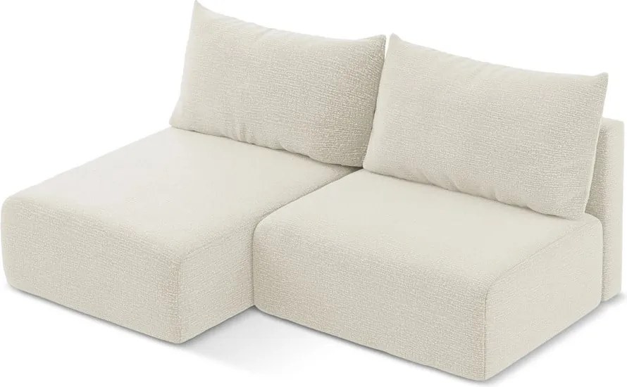 Krémszínű kinyitható-tárolóhelyes sarokkanapé (bal oldali) Kalena – Makamii