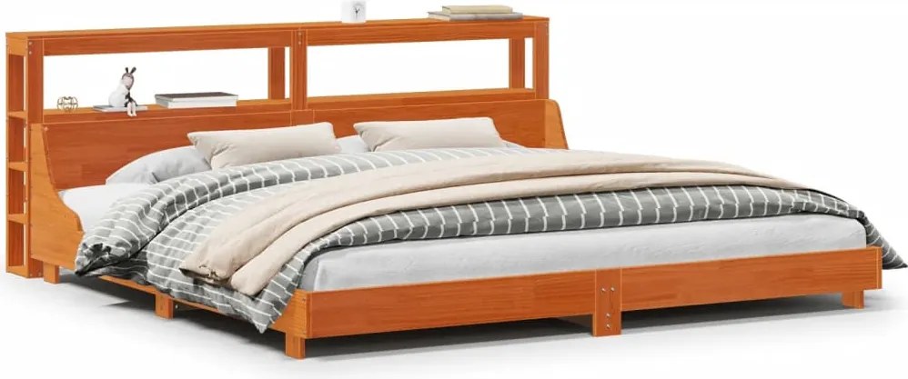 vidaXL viaszbarna tömör fenyőfa ágy matrac nélkül 200 x 200 cm