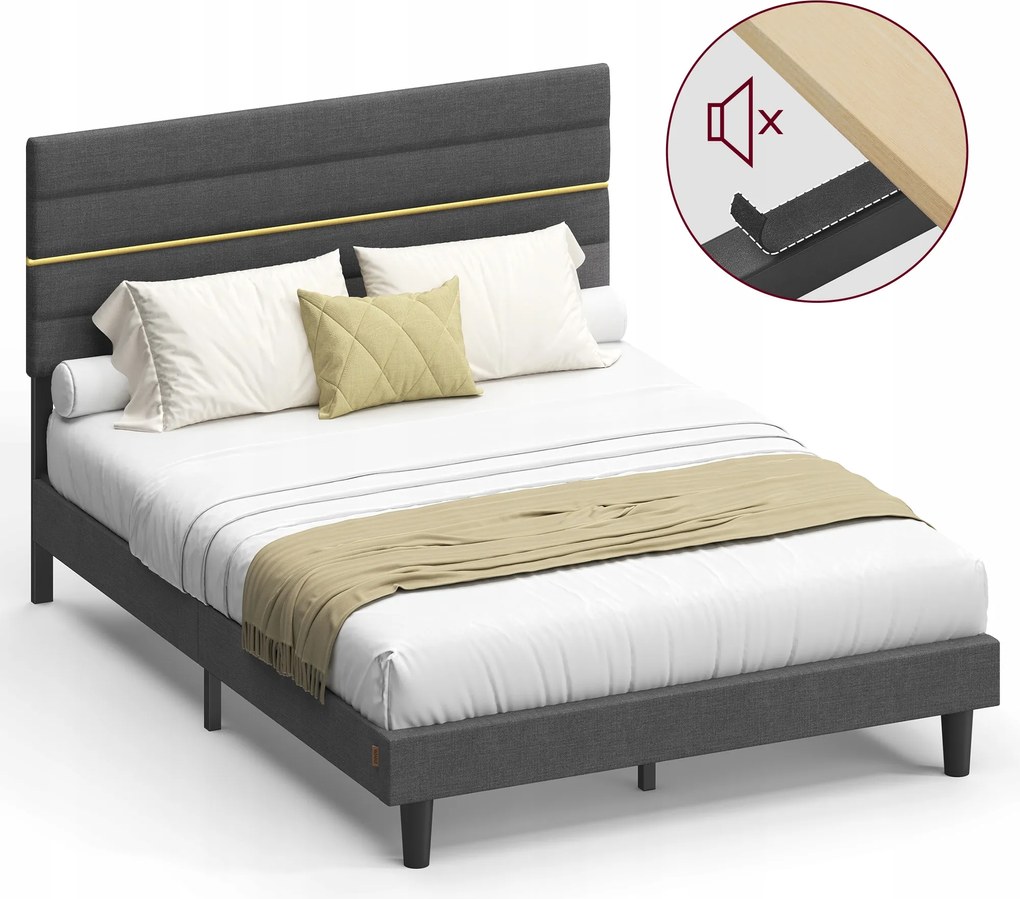 Franciaágy ágykeret matrachoz alkalmas 140 x 200 cm szürke