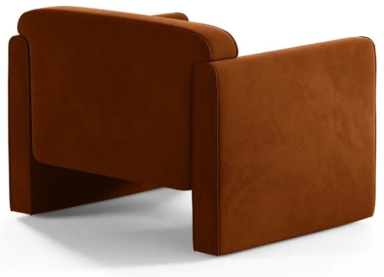Terrakotta színű bársony fotel Abby – Micadoni