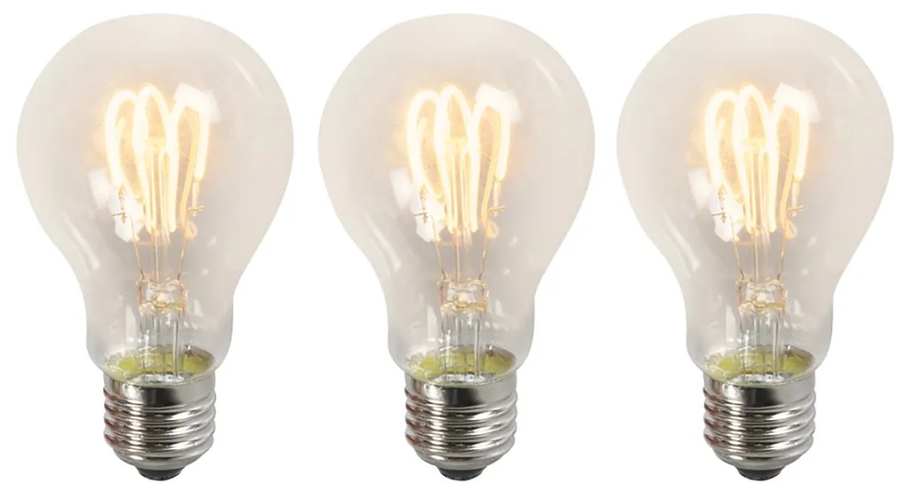 3 db-os készlet E27 LED csavart izzószálú izzók A60 átlátszó 3W 210lm 2200K