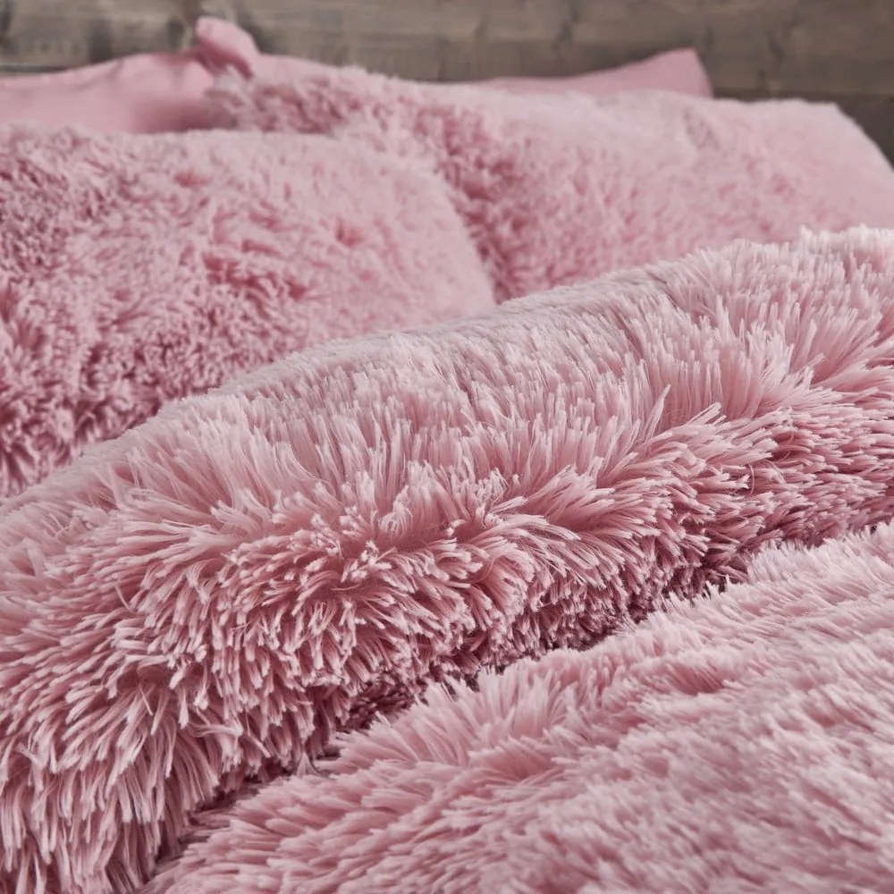 Rózsaszín kétszemélyes-hosszabbított ágyneműhuzat 230x220 cm Cuddly Deep Pile - Catherine Lansfield