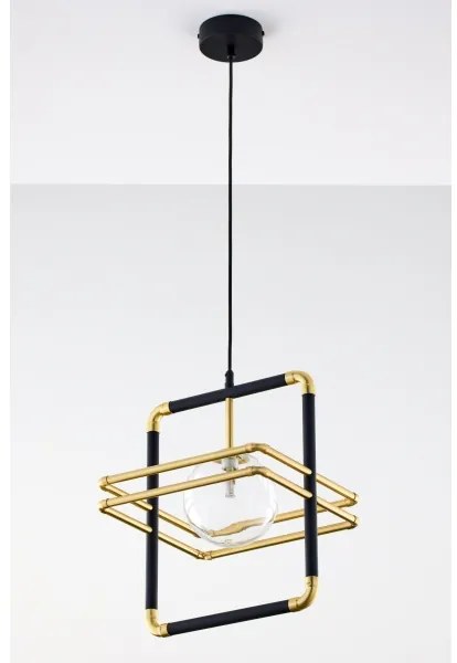 Jupiter 2028 - Csillár zsinóron FIORI 1xG9/10W/230V fekete/arany/átlátszó