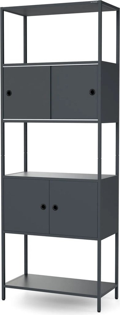 Iratrendező polc zárható szekrénnyel, irodai, nyitott polcok, fém antracit, 800x2200x400 mm: ARIEL
