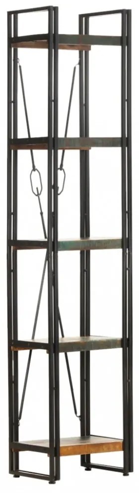 5 szintes tömör újrahasznosított fa könyvespolc 40x30x180 cm