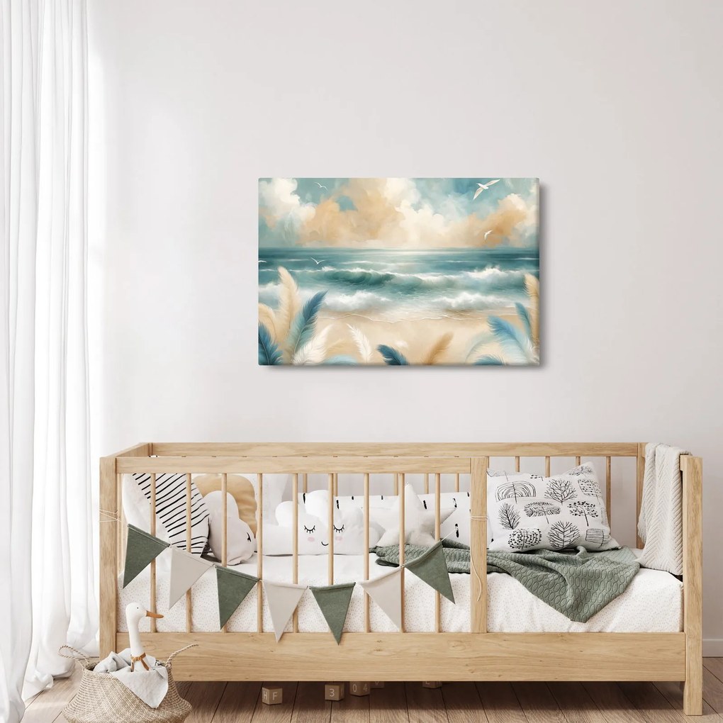 Kép – Festett strand lágy színekben (90x60 cm)