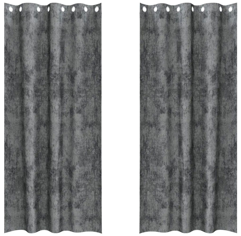 Bársonyfüggöny 2 db gyűrűs szürke 225x140 cm