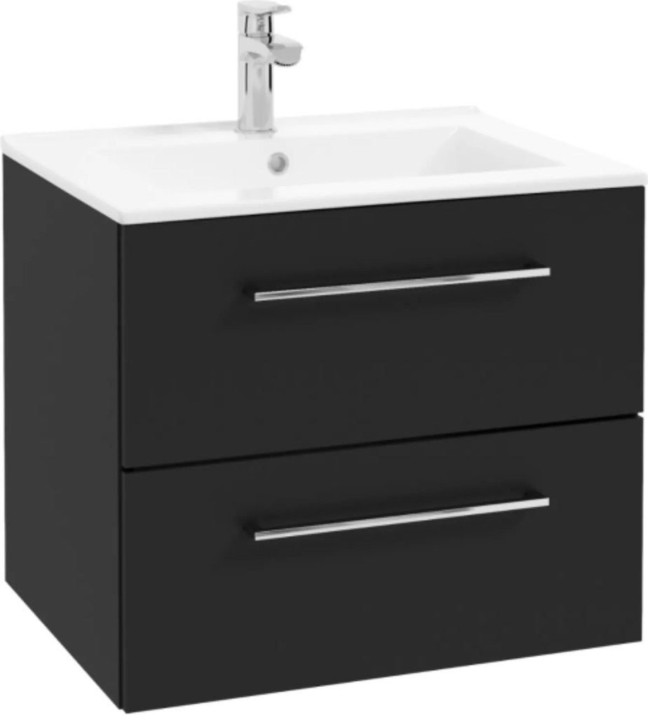 Fürdőszoba szekrény defra mosdóval Despacito 60 cm matt fekete