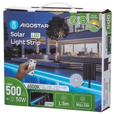 Aigostar - LED Dimmelhető napelemes szalag LED/5W/3,2V 5 m 6500K IP65 + távirányító