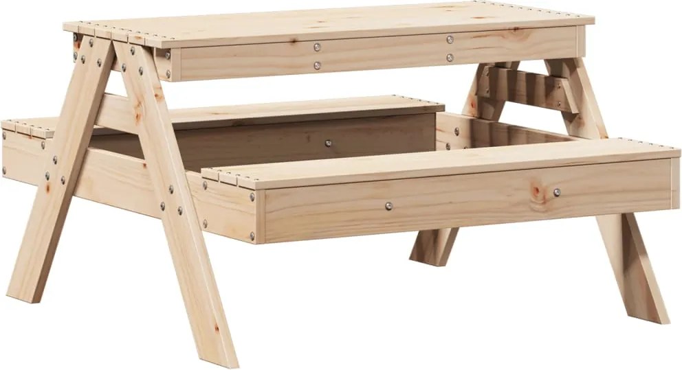 vidaXL tömör fenyőfa piknikasztal gyerekeknek 88 x 97 x 52 cm