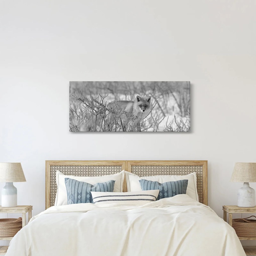 Kép - Róka, fekete, fehér (120x50 cm)