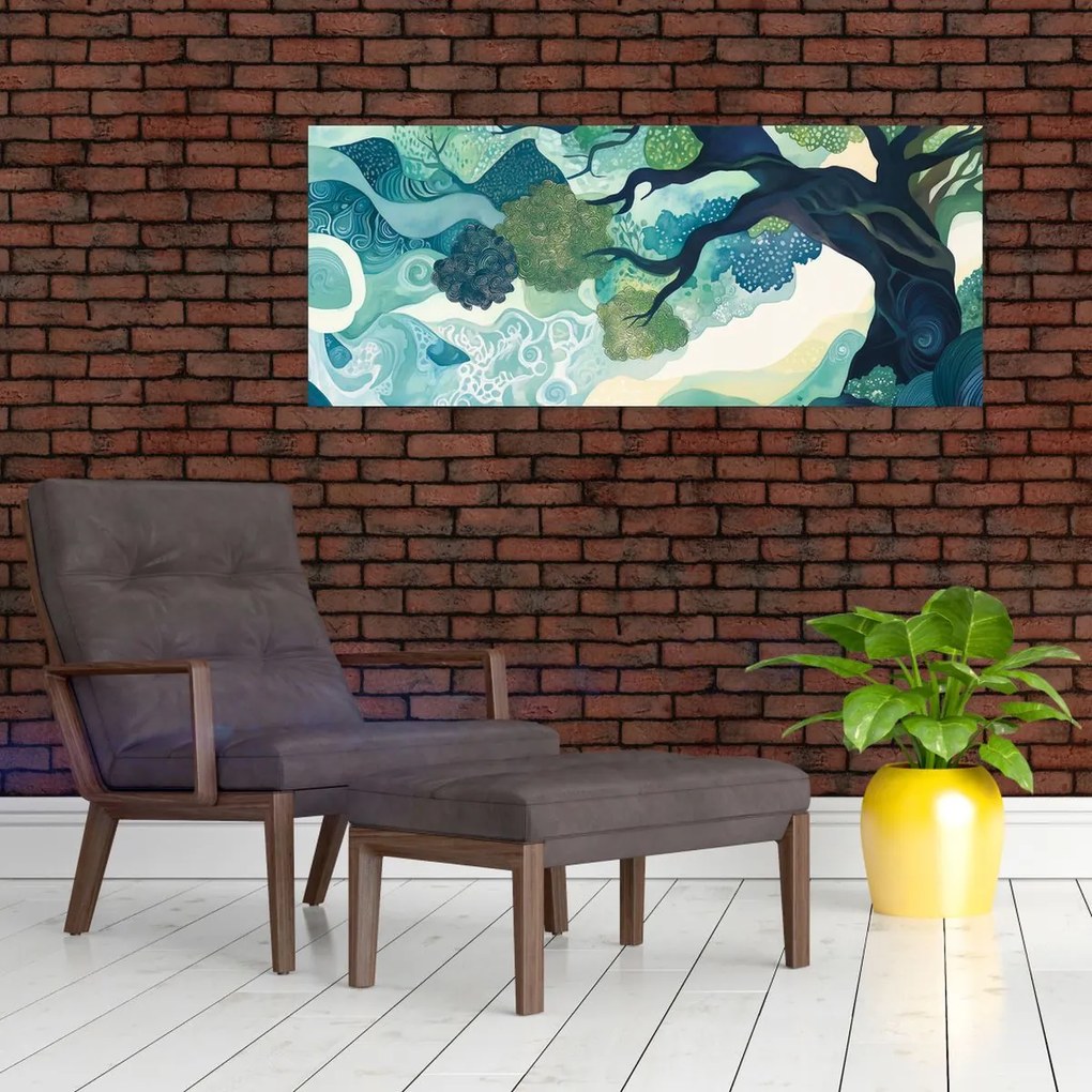 Kép – Az életfa zöld lombkoronája (120x50 cm)