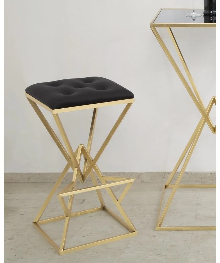 Fekete-aranyszínű kárpitozott bárszék (ülésmagasság 75 cm) Piramid – Mauro Ferretti