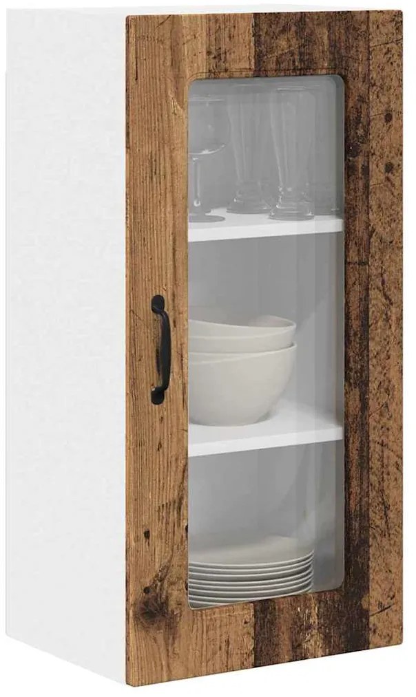 Fali konyhaszekrény 2 pcs Öreg fa 40 x 31 x 80 cm Faanyag