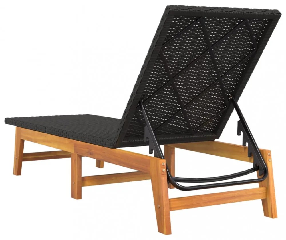polyrattan és tömör akácfa napozóágy asztallal