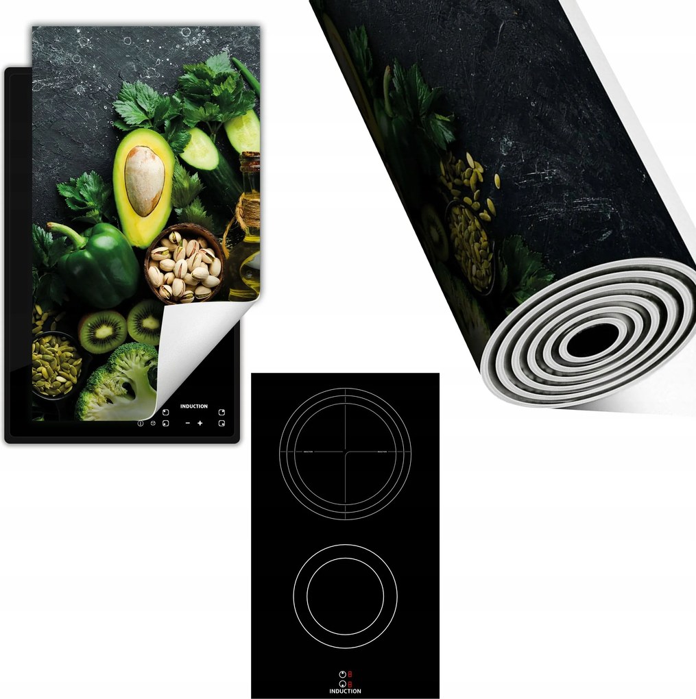 Indukciós Védőszőnyeg Konyhapult 30x52 zöld zöldségek