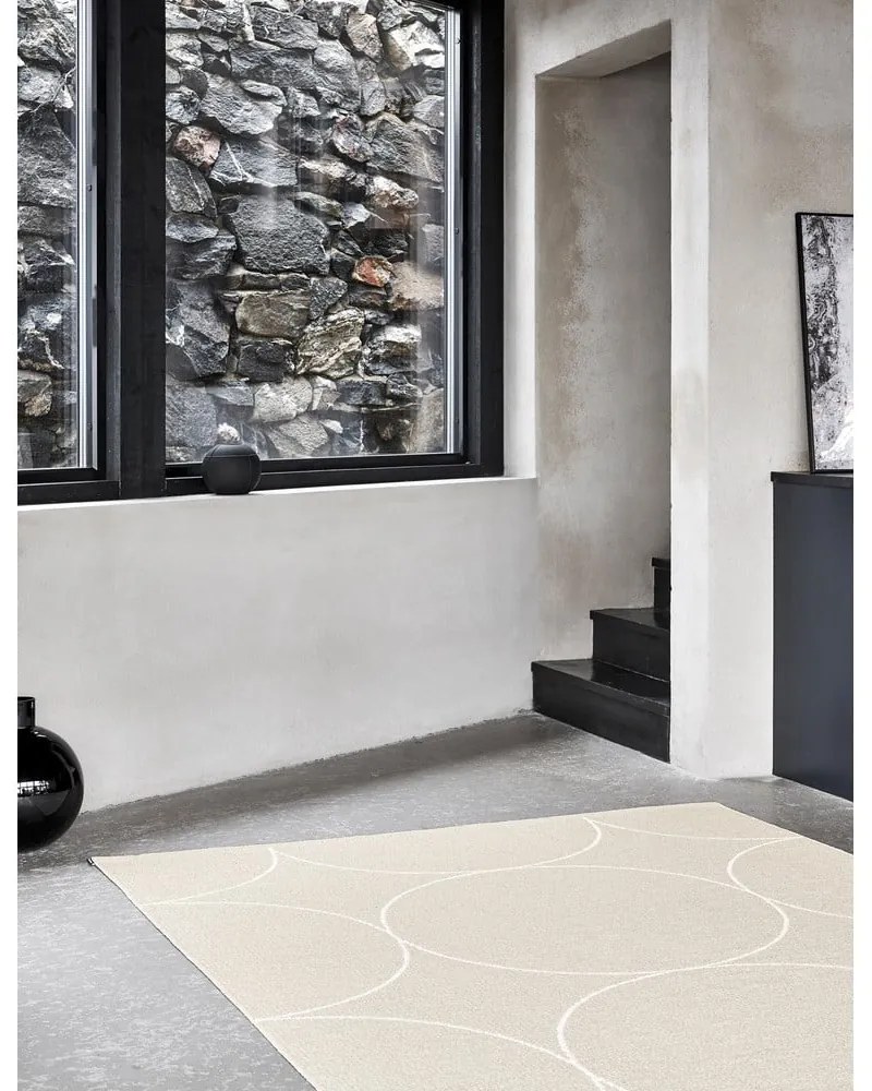 Krémszínű kültéri-beltéri futószőnyeg 70x300 cm Boo Linen – Pappelina