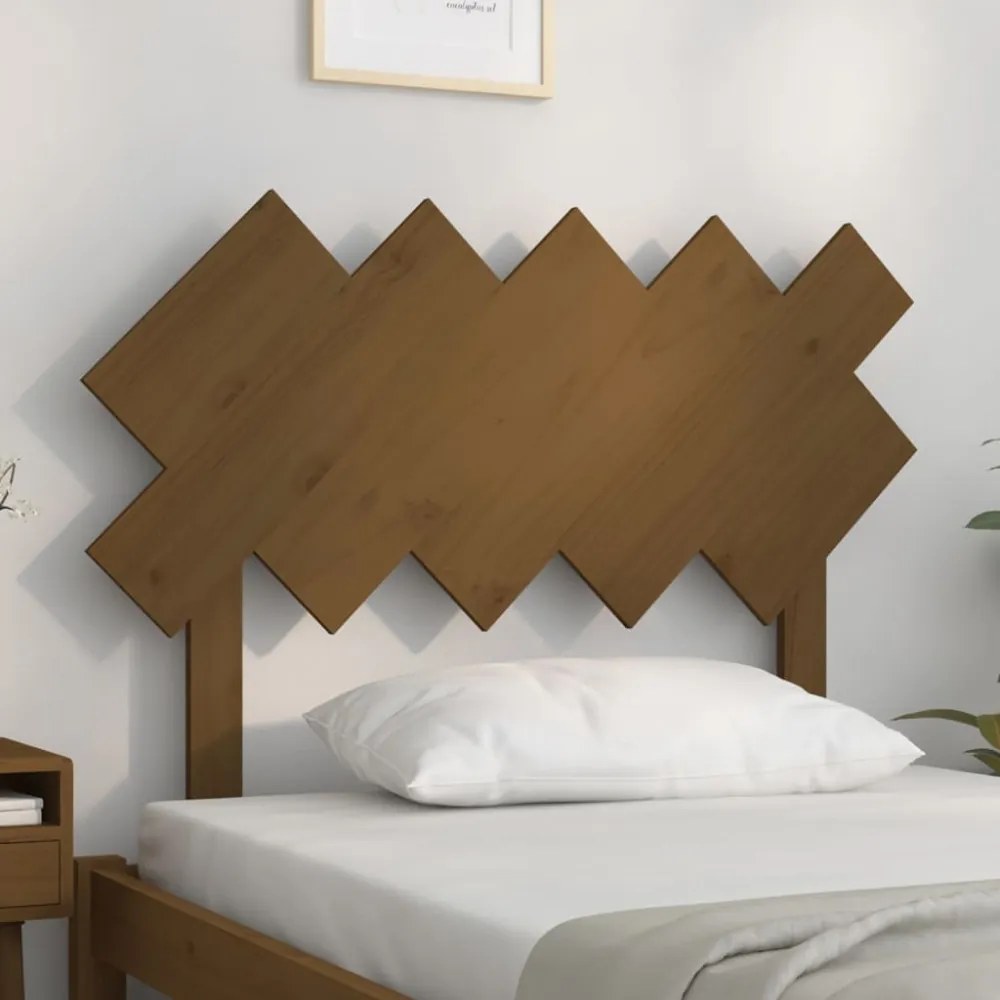 mézbarna tömör fenyőfa ágyfejtámla 104x3x80,5 cm