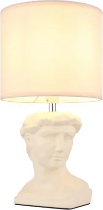 Globo 21732CU Asztali lámpa, kerámia bézs színű, textil bézs színű, kábel PVC fehér, billenőkapcsoló a kábelen, ø: 175mm, M: 330mm, kábel hossza 1300mm, 1x E14 40W 230V izzó nélkül