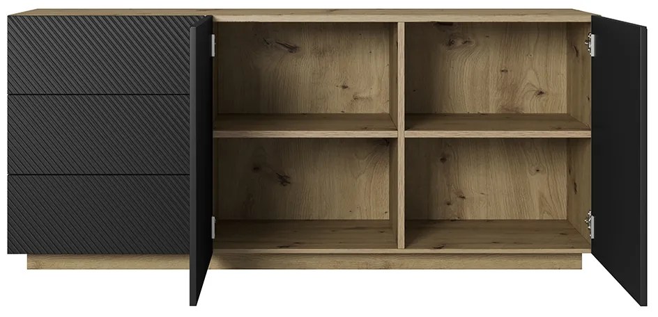 Asha komód 167 cm kétajtós fiókos - artisan / fekete matt