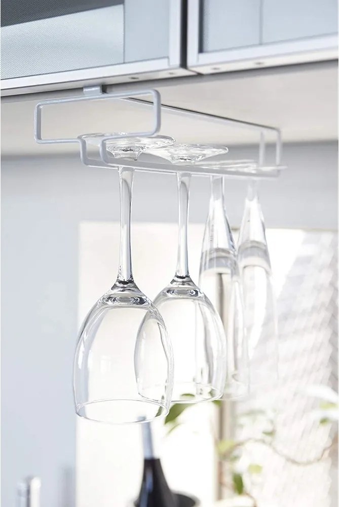 Fehér függő fém borospohár tartó Tower – YAMAZAKI