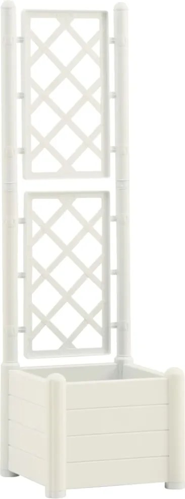 vidaXL fehér polipropilén rácsos kerti ültető 43 x 43 x 142 cm