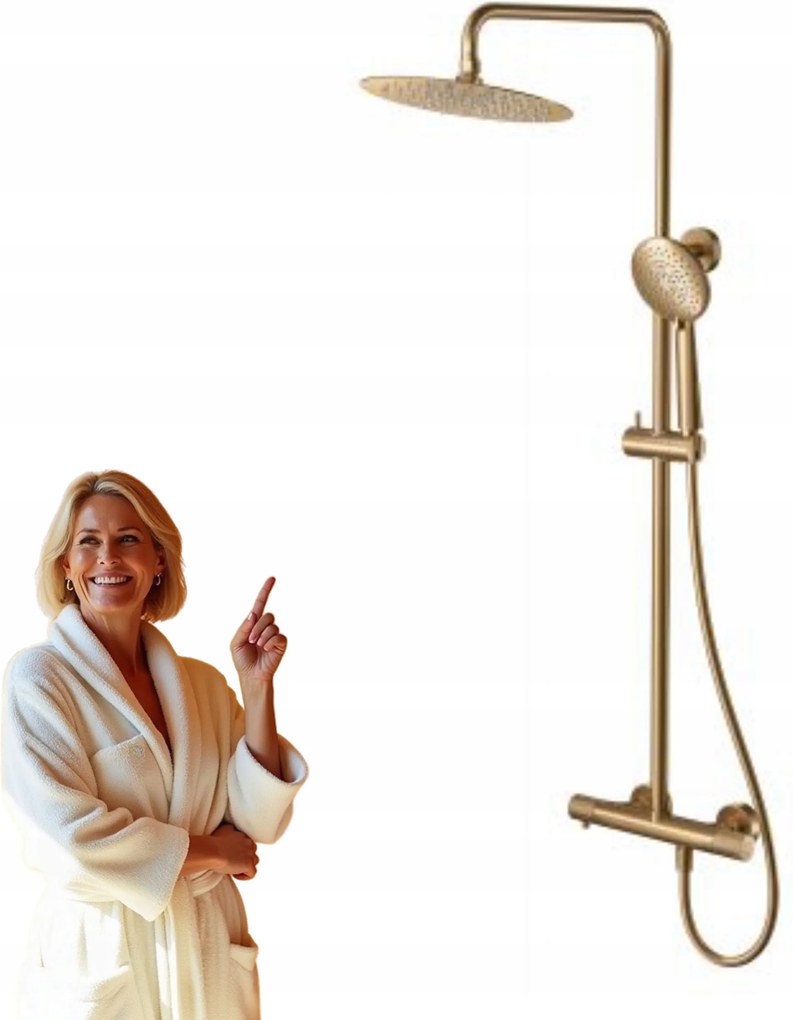 Zen zuhanyoszlop Cersanit termosztáttal Csiszolt réz