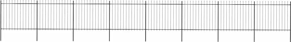 vidaXL fekete acél kerti kerítés lándzsás tetejű 1426 x 150 cm