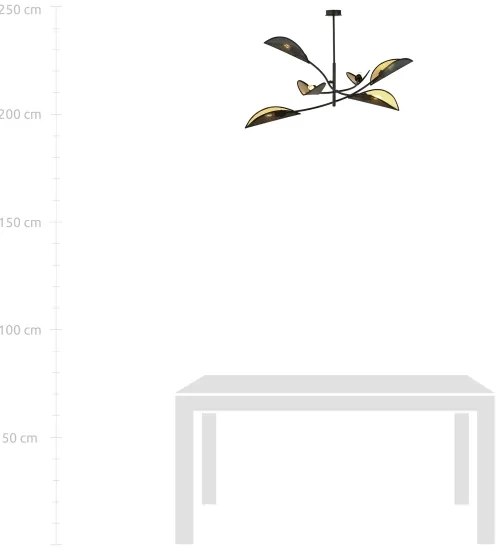 Csillár rúdon LOTUS 6xE14/10W/230V fekete/arany