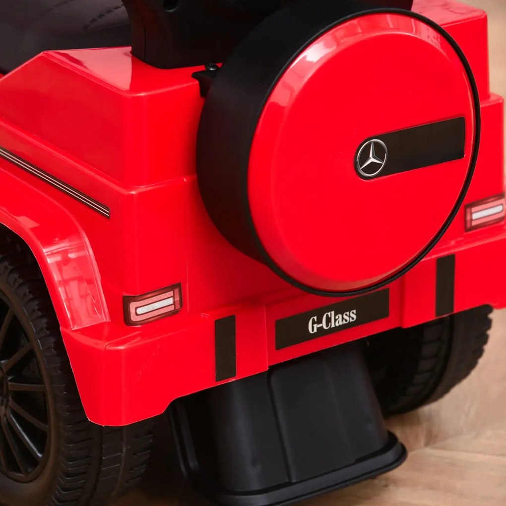HOMCOM Ride-on autó tolókarral Mercedes-Benz G350 Ride-on jármű kormánykerékkel 3 az 1-ben tolható autó, piros