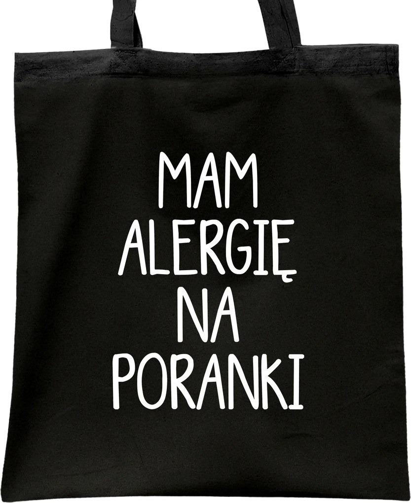 Fekete pamut bevásárlótáska Allergiás vagyok a reggelekre