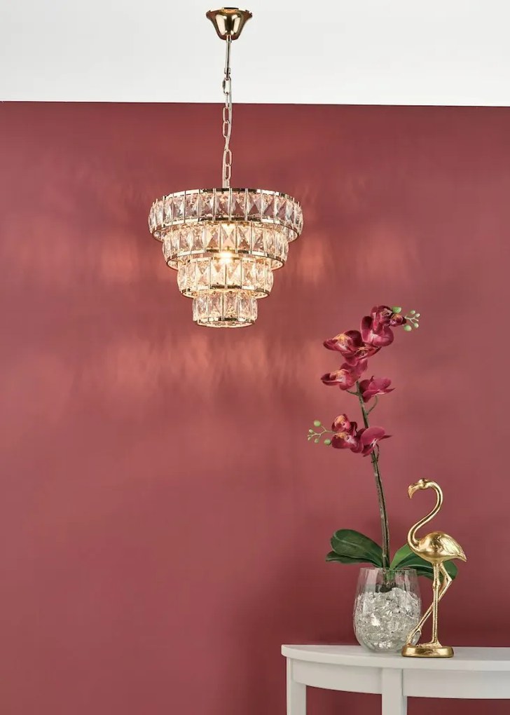 DAR LIGHTING CER0135 CERYS Kristály Függesztett Lámpa Arany E27 IP20