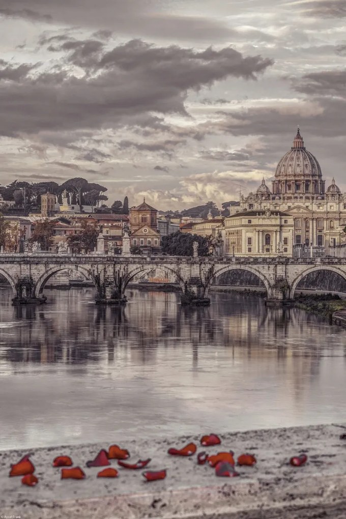 Poszter 30x45cm Kilátás a Basilica di San Pietro-ra a Vatikánban 2, Assaf Frank